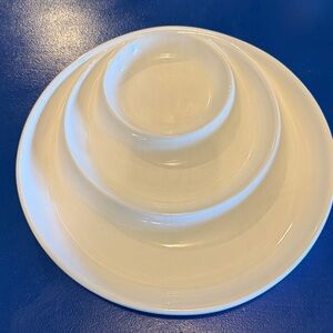 Vintage Ceriart Portugal 3 Section Divided Serving Bowl White Chip & Dip Platter